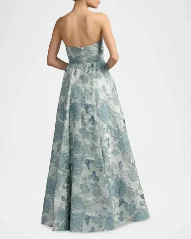 Mac Duggal Floral Brocade Strapless Gown | Thumbnail 3 Mac Duggal Floral Brocade Strapless Gown | Thumbnail 3