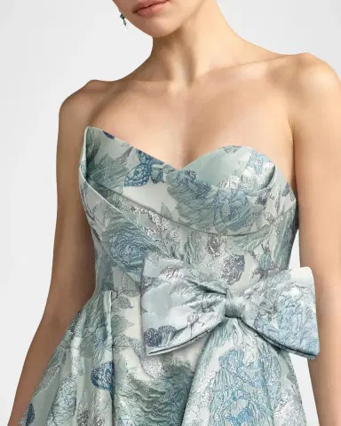 Mac Duggal Floral Brocade Strapless Gown | Thumbnail 4 Mac Duggal Floral Brocade Strapless Gown | Thumbnail 4