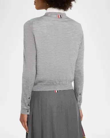 Thom Browne Nantucket Scenic Silk & Cashmere Knit Crewneck Cardigan | Thumbnail 3 Thom Browne Nantucket Scenic Silk & Cashmere Knit Crewneck Cardigan | Thumbnail 3