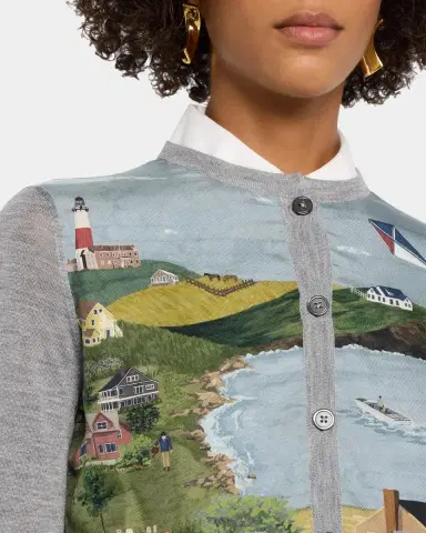 Thom Browne Nantucket Scenic Silk & Cashmere Knit Crewneck Cardigan | Thumbnail 5 Thom Browne Nantucket Scenic Silk & Cashmere Knit Crewneck Cardigan | Thumbnail 5