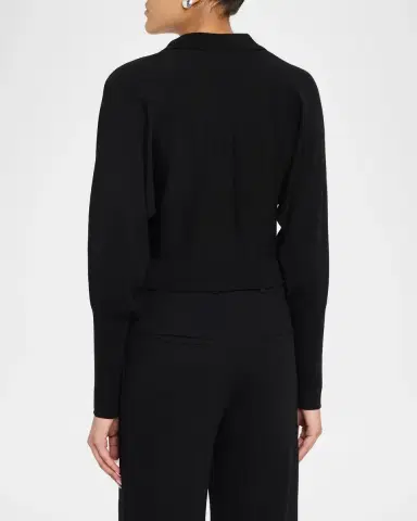 Lela Rose Cropped Dolman-Sleeve Collared Cardigan | Thumbnail 3 Lela Rose Cropped Dolman-Sleeve Collared Cardigan | Thumbnail 3