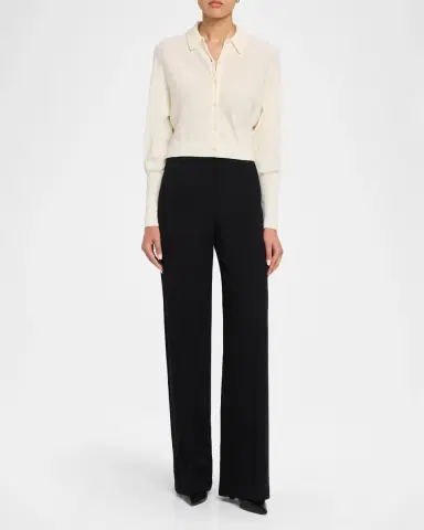 Lela Rose Cropped Dolman-Sleeve Collared Cardigan | Thumbnail 2 Lela Rose Cropped Dolman-Sleeve Collared Cardigan | Thumbnail 2