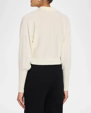 Lela Rose Cropped Dolman-Sleeve Collared Cardigan | Thumbnail 3 Lela Rose Cropped Dolman-Sleeve Collared Cardigan | Thumbnail 3