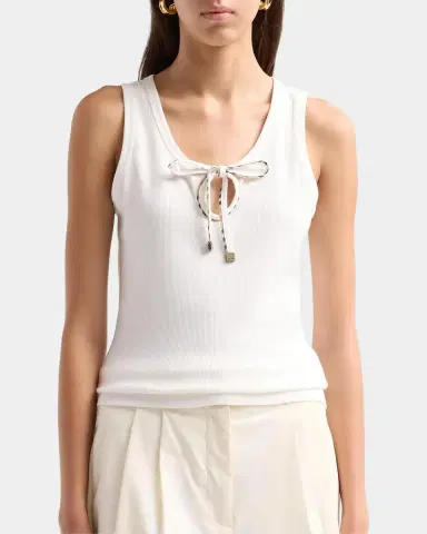 Burberry Tierra Check Tie Scoop-Neck Cotton Rib Tank Top | Thumbnail 4 Burberry Tierra Check Tie Scoop-Neck Cotton Rib Tank Top | Thumbnail 4