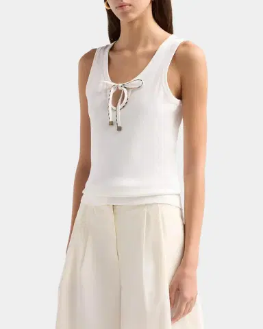 Burberry Tierra Check Tie Scoop-Neck Cotton Rib Tank Top | Thumbnail 5 Burberry Tierra Check Tie Scoop-Neck Cotton Rib Tank Top | Thumbnail 5