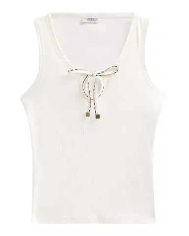 Burberry Tierra Check Tie Scoop-Neck Cotton Rib Tank Top | Thumbnail 1 Burberry Tierra Check Tie Scoop-Neck Cotton Rib Tank Top | Thumbnail 1