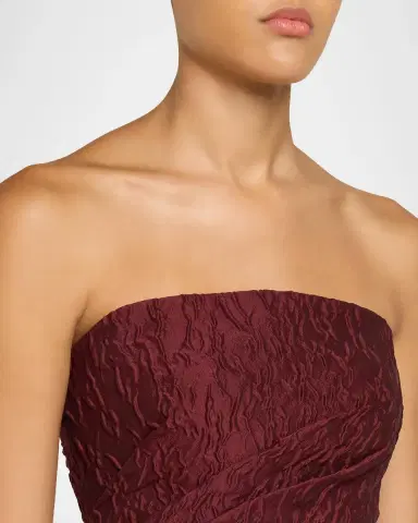 MONIQUE LHUILLIER Strapless Textured Jacquard Draped Train Column Gown | Thumbnail 5 MONIQUE LHUILLIER Strapless Textured Jacquard Draped Train Column Gown | Thumbnail 5