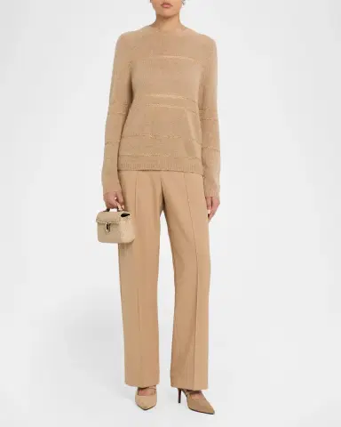 Fabiana Filippi Metallic Striped Wool-Mohair Sweater | Thumbnail 2 Fabiana Filippi Metallic Striped Wool-Mohair Sweater | Thumbnail 2