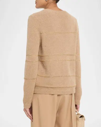 Fabiana Filippi Metallic Striped Wool-Mohair Sweater | Thumbnail 3 Fabiana Filippi Metallic Striped Wool-Mohair Sweater | Thumbnail 3