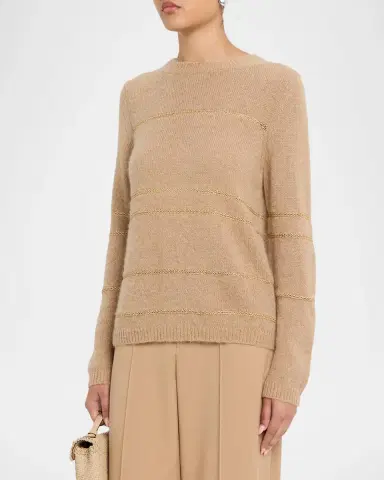 Fabiana Filippi Metallic Striped Wool-Mohair Sweater | Thumbnail 4 Fabiana Filippi Metallic Striped Wool-Mohair Sweater | Thumbnail 4
