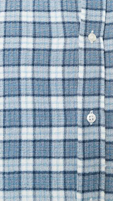 OFFICINE GÉNÉRALE Arsene Waffled Button Down Shirt White/Blue/Navy | Thumbnail 6 OFFICINE GÉNÉRALE Arsene Waffled Button Down Shirt White/Blue/Navy | Thumbnail 6