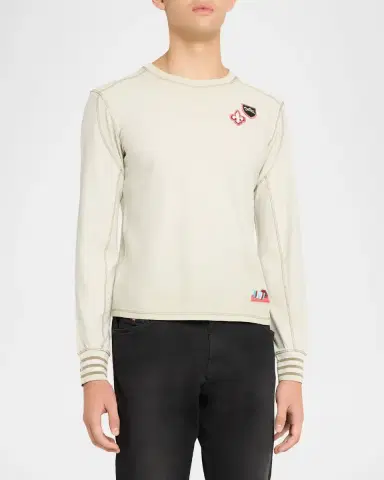 Diesel Men's Patchwork Long-Sleeve Crewneck T-Shirt | Thumbnail 4 Diesel Men's Patchwork Long-Sleeve Crewneck T-Shirt | Thumbnail 4