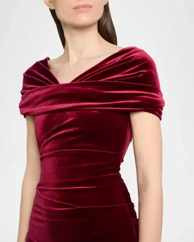 Talbot Runhof Kate Draped Velvet Mermaid Gown | Thumbnail 5 Talbot Runhof Kate Draped Velvet Mermaid Gown | Thumbnail 5