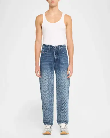 Diesel Men's Degrade Cable-Print Jeans | Thumbnail 2 Diesel Men's Degrade Cable-Print Jeans | Thumbnail 2
