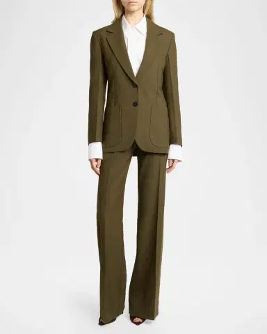 Victoria Beckham Katherine Patch Pocket Wool Single-Breasted Jacket | Thumbnail 2 Victoria Beckham Katherine Patch Pocket Wool Single-Breasted Jacket | Thumbnail 2