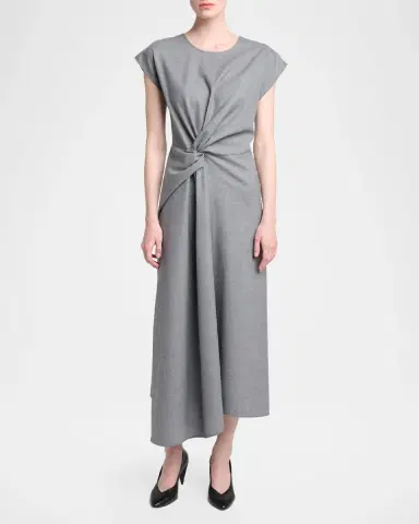 Victoria Beckham Aria Twisted Wool Cap-Sleeve Midi Dress | Thumbnail 2 Victoria Beckham Aria Twisted Wool Cap-Sleeve Midi Dress | Thumbnail 2