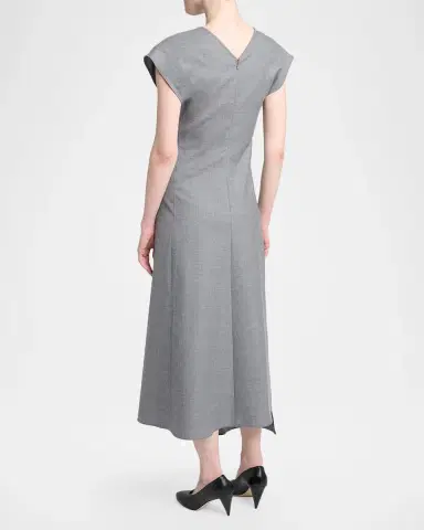 Victoria Beckham Aria Twisted Wool Cap-Sleeve Midi Dress | Thumbnail 3 Victoria Beckham Aria Twisted Wool Cap-Sleeve Midi Dress | Thumbnail 3