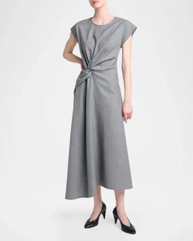 Victoria Beckham Aria Twisted Wool Cap-Sleeve Midi Dress | Thumbnail 4 Victoria Beckham Aria Twisted Wool Cap-Sleeve Midi Dress | Thumbnail 4
