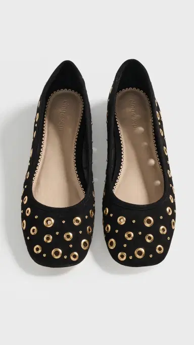Cinq à Sept Ivy Mixed Hardware Ballet Flats Black | Thumbnail 2 Cinq à Sept Ivy Mixed Hardware Ballet Flats Black | Thumbnail 2