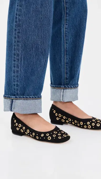 Cinq à Sept Ivy Mixed Hardware Ballet Flats Black | Thumbnail 3 Cinq à Sept Ivy Mixed Hardware Ballet Flats Black | Thumbnail 3