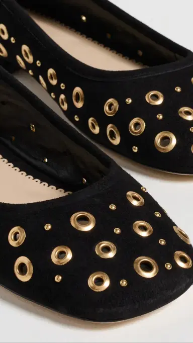 Cinq à Sept Ivy Mixed Hardware Ballet Flats Black | Thumbnail 6 Cinq à Sept Ivy Mixed Hardware Ballet Flats Black | Thumbnail 6