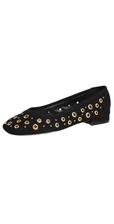 Cinq à Sept Ivy Mixed Hardware Ballet Flats Black | Thumbnail 1 Cinq à Sept Ivy Mixed Hardware Ballet Flats Black | Thumbnail 1