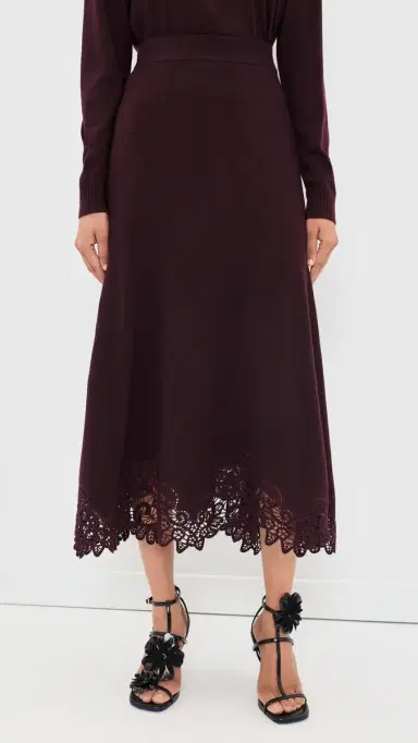 Zimmermann Valiant Merino Lace Skirt Mahogany | Thumbnail 2 Zimmermann Valiant Merino Lace Skirt Mahogany | Thumbnail 2