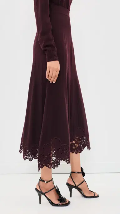 Zimmermann Valiant Merino Lace Skirt Mahogany | Thumbnail 4 Zimmermann Valiant Merino Lace Skirt Mahogany | Thumbnail 4