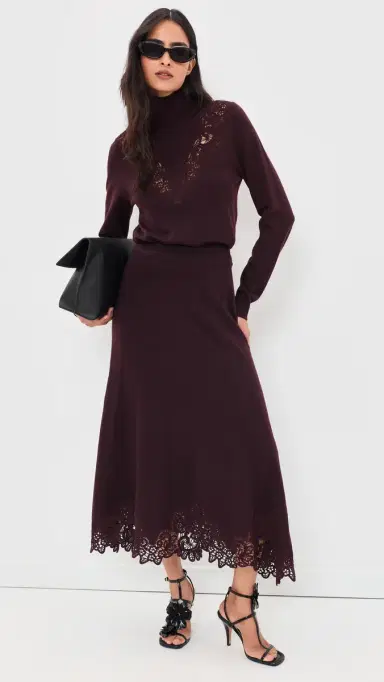 Zimmermann Valiant Merino Lace Skirt Mahogany | Thumbnail 5 Zimmermann Valiant Merino Lace Skirt Mahogany | Thumbnail 5