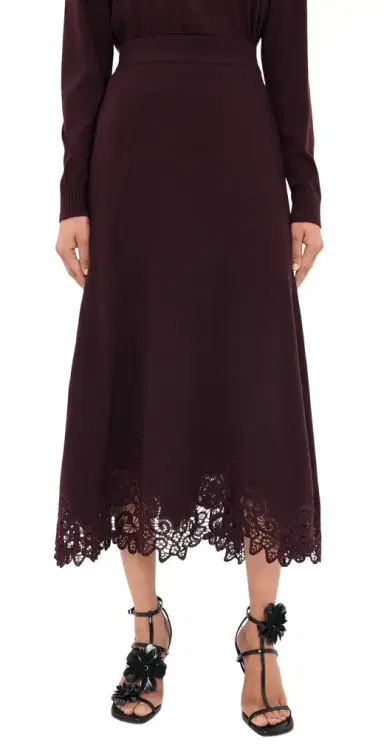 Zimmermann Valiant Merino Lace Skirt Mahogany | Thumbnail 1 Zimmermann Valiant Merino Lace Skirt Mahogany | Thumbnail 1