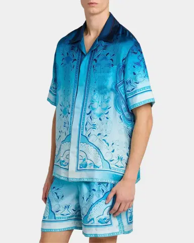 Casablanca Egyption Rug Silk Camp Shirt | Thumbnail 4 Casablanca Egyption Rug Silk Camp Shirt | Thumbnail 4