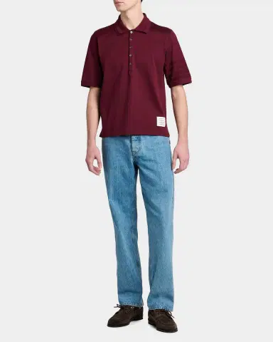 Thom Browne Men's Cotton 4-Bar Sleeve Name Applique Polo Shirt | Thumbnail 2 Thom Browne Men's Cotton 4-Bar Sleeve Name Applique Polo Shirt | Thumbnail 2