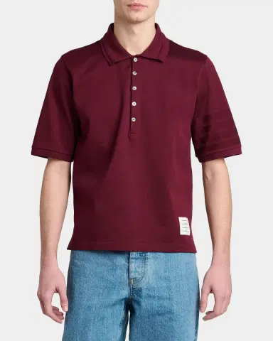 Thom Browne Men's Cotton 4-Bar Sleeve Name Applique Polo Shirt | Thumbnail 4 Thom Browne Men's Cotton 4-Bar Sleeve Name Applique Polo Shirt | Thumbnail 4