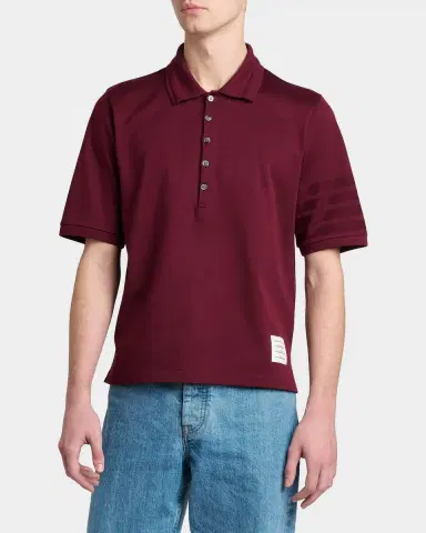 Thom Browne Men's Cotton 4-Bar Sleeve Name Applique Polo Shirt | Thumbnail 6 Thom Browne Men's Cotton 4-Bar Sleeve Name Applique Polo Shirt | Thumbnail 6