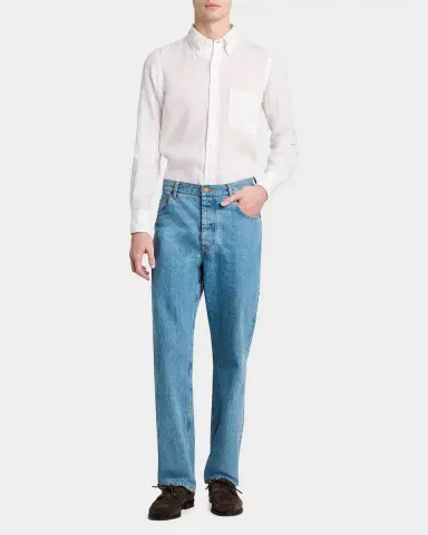 Thom Browne Men's Linen Garment Dyed Button-Down Shirt | Thumbnail 2 Thom Browne Men's Linen Garment Dyed Button-Down Shirt | Thumbnail 2