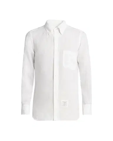 Thom Browne Men's Linen Garment Dyed Button-Down Shirt | Thumbnail 1 Thom Browne Men's Linen Garment Dyed Button-Down Shirt | Thumbnail 1
