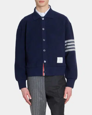 Thom Browne Men's Wool Fleece Polo Cardigan | Thumbnail 4 Thom Browne Men's Wool Fleece Polo Cardigan | Thumbnail 4