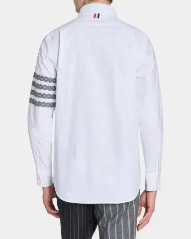 Thom Browne Men's Unraveling Cable -Bar Straight-Fit Oxford Shirt | Thumbnail 3 Thom Browne Men's Unraveling Cable -Bar Straight-Fit Oxford Shirt | Thumbnail 3