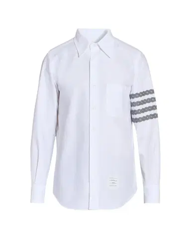 Thom Browne Men's Unraveling Cable -Bar Straight-Fit Oxford Shirt | Thumbnail 1 Thom Browne Men's Unraveling Cable -Bar Straight-Fit Oxford Shirt | Thumbnail 1