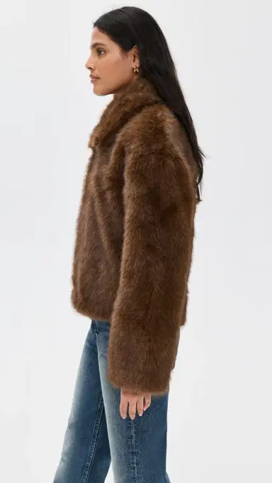 Bardot Sylvie Zip Faux Fur Jacket Chocolate | Thumbnail 4 Bardot Sylvie Zip Faux Fur Jacket Chocolate | Thumbnail 4