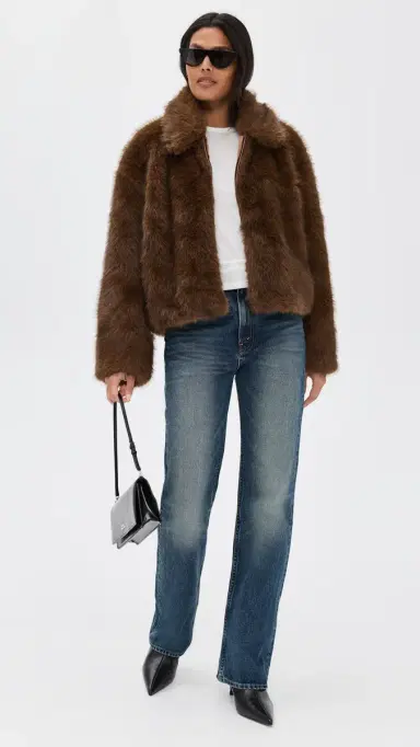 Bardot Sylvie Zip Faux Fur Jacket Chocolate | Thumbnail 5 Bardot Sylvie Zip Faux Fur Jacket Chocolate | Thumbnail 5