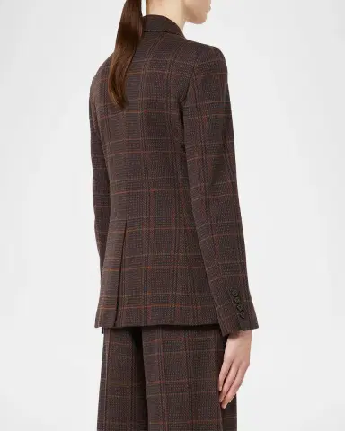 Max Mara Wool-Cotton Check Single-Breasted Jacket | Thumbnail 3 Max Mara Wool-Cotton Check Single-Breasted Jacket | Thumbnail 3