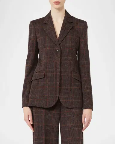 Max Mara Wool-Cotton Check Single-Breasted Jacket | Thumbnail 4 Max Mara Wool-Cotton Check Single-Breasted Jacket | Thumbnail 4