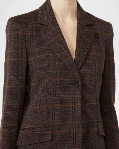 Max Mara Wool-Cotton Check Single-Breasted Jacket | Thumbnail 5 Max Mara Wool-Cotton Check Single-Breasted Jacket | Thumbnail 5