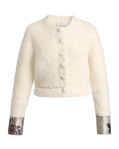 Erdem Metallic Floral Jacquard & Alpaca Boucle Crop Cardigan | Thumbnail 1 Erdem Metallic Floral Jacquard & Alpaca Boucle Crop Cardigan | Thumbnail 1