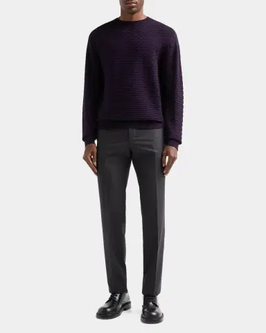 Giorgio Armani Geometric Textured Virgin Wool Crewneck Sweater | Thumbnail 2 Giorgio Armani Geometric Textured Virgin Wool Crewneck Sweater | Thumbnail 2