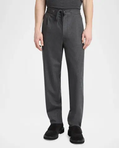 Giorgio Armani Men's Upton Cashmere-Stretch Pleated Drawstring Pants | Thumbnail 4 Giorgio Armani Men's Upton Cashmere-Stretch Pleated Drawstring Pants | Thumbnail 4