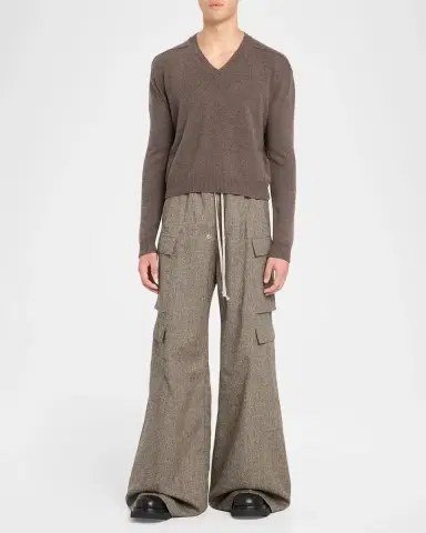 Rick Owens Men's Cashmere and Wool V-Neck Sweater | Thumbnail 2 Rick Owens Men's Cashmere and Wool V-Neck Sweater | Thumbnail 2