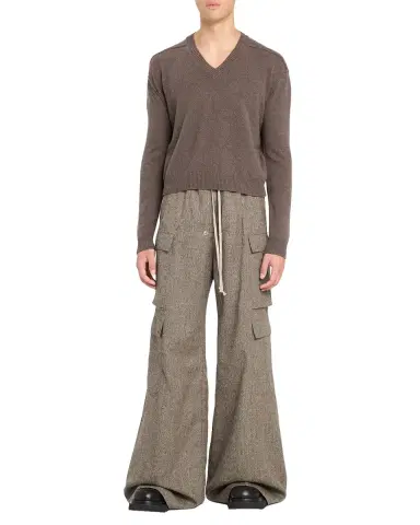Rick Owens Men's Cashmere and Wool V-Neck Sweater | Thumbnail 6 Rick Owens Men's Cashmere and Wool V-Neck Sweater | Thumbnail 6