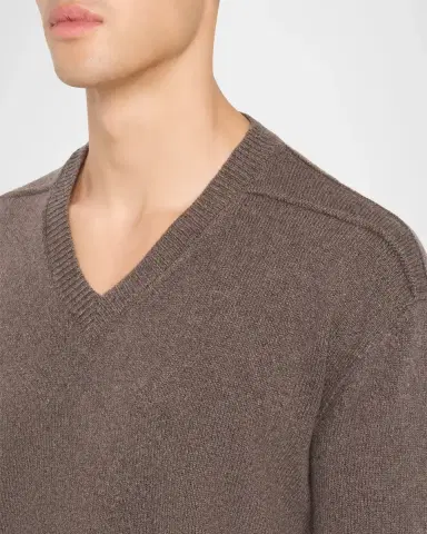 Rick Owens Men's Cashmere and Wool V-Neck Sweater | Thumbnail 7 Rick Owens Men's Cashmere and Wool V-Neck Sweater | Thumbnail 7